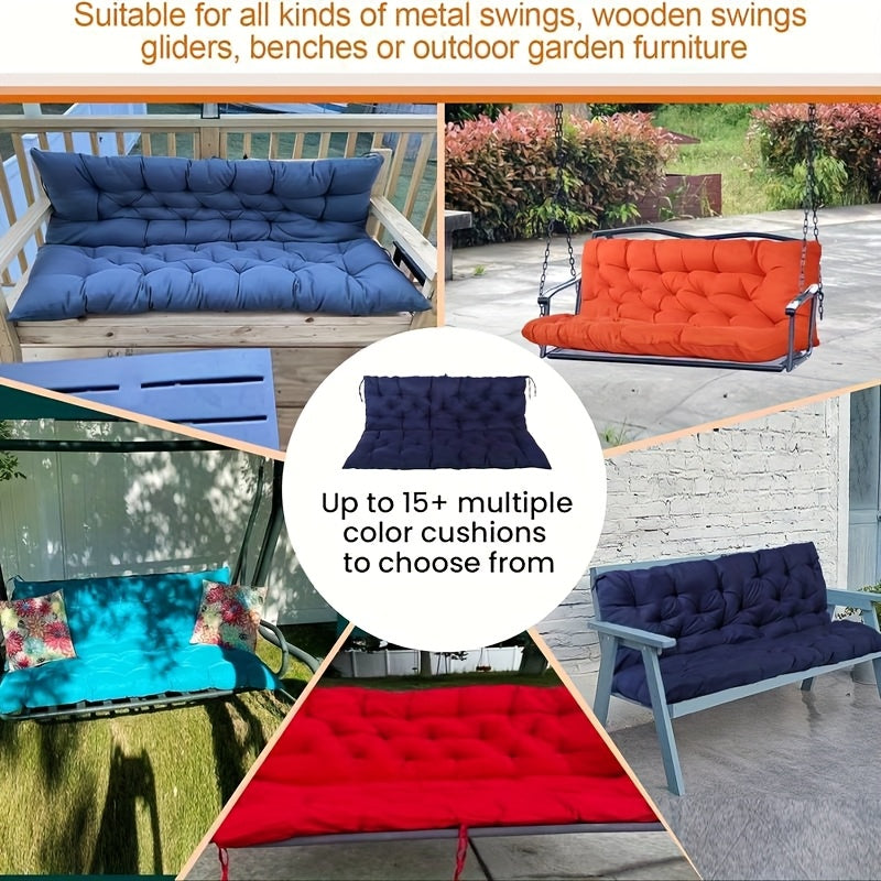 2-3 Seater Waterproof Outdoor Swing Cushions with Turquoise Blue Cushion Cover - Heavy-Duty All-Weather Washable Porch Swing Seat Pad, Sturdy Chain-Fastened Design for Patio,2 Balcony Furniture (Machine Washable, 60x40x4in) -