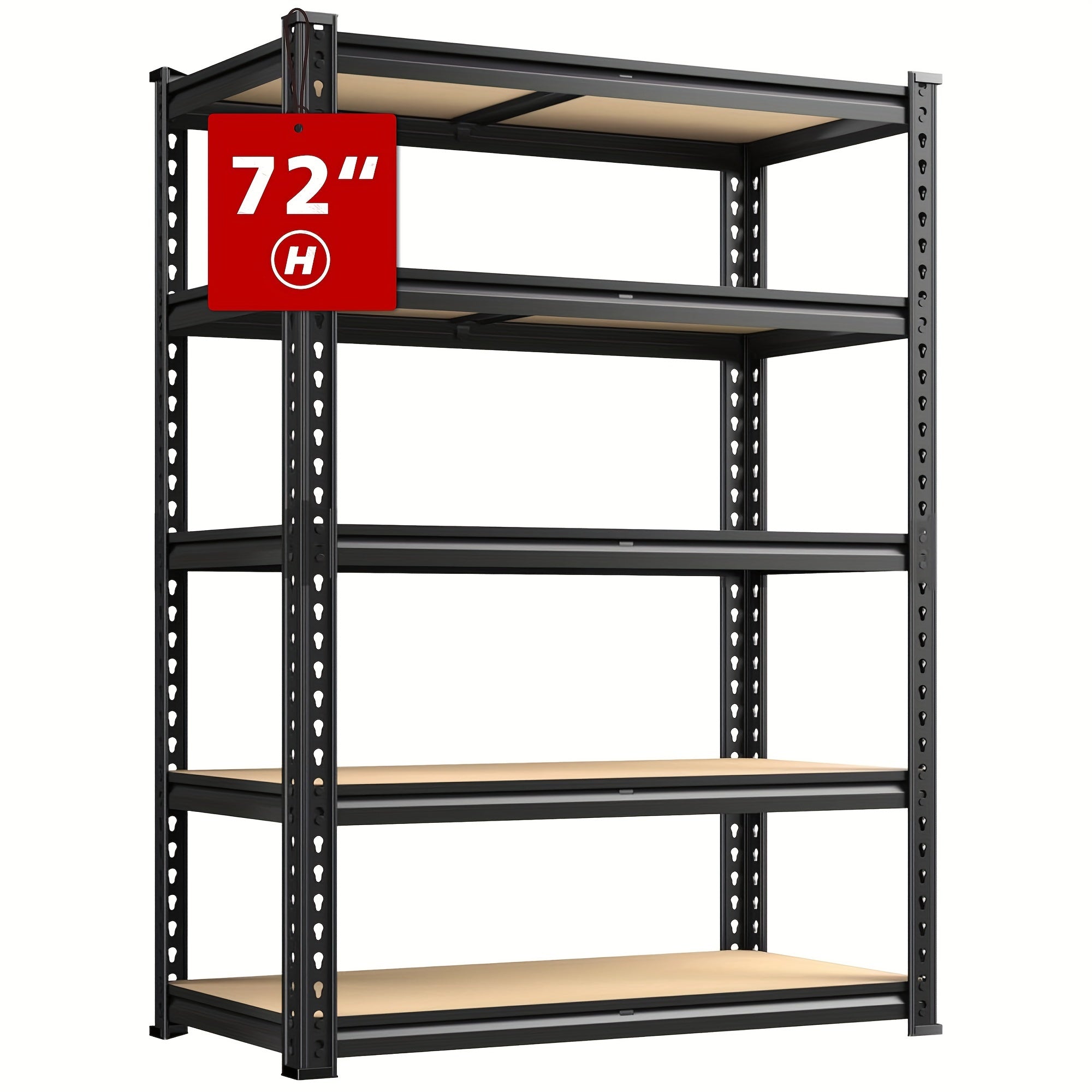 2020LBS Storage Shelves 5 Tier Garage Shelving Heavy Duty Adjustable Garage Shelves, Utility Rack Shelf, Galvanized Steel Shelving Units For Storage Warehouse Pantry Closet, 35.5" W X 11.9" D X 72" H, Black