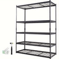 5-Tier Adjustable Storage Shelving Unit - 2000 Lbs Total Capacity, Heavy Duty Garage Shelves, Metal Organizer Wire Rack, Black, 60" L X 24" W X 78" H, Split Into Two Racks, Non-Slip Rubber Feet, Perfect For Kitchen Pantry, Ba