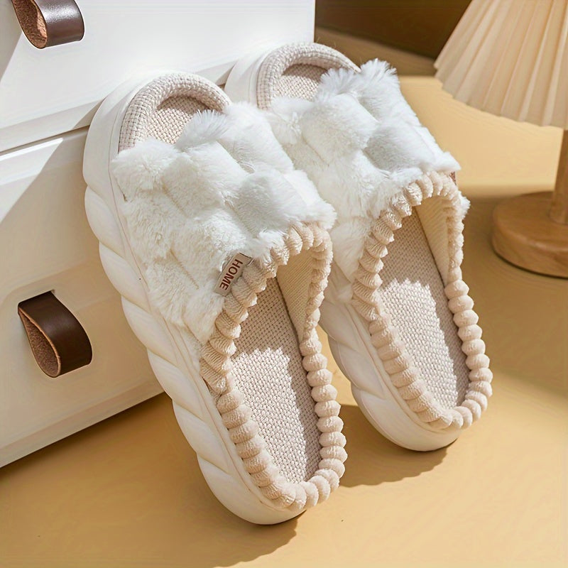 Comfort Slippers - Soft Linen, Thick Sole, Non-Slip Indoor/Outdoor Shoes for All Seasons, House Slippers