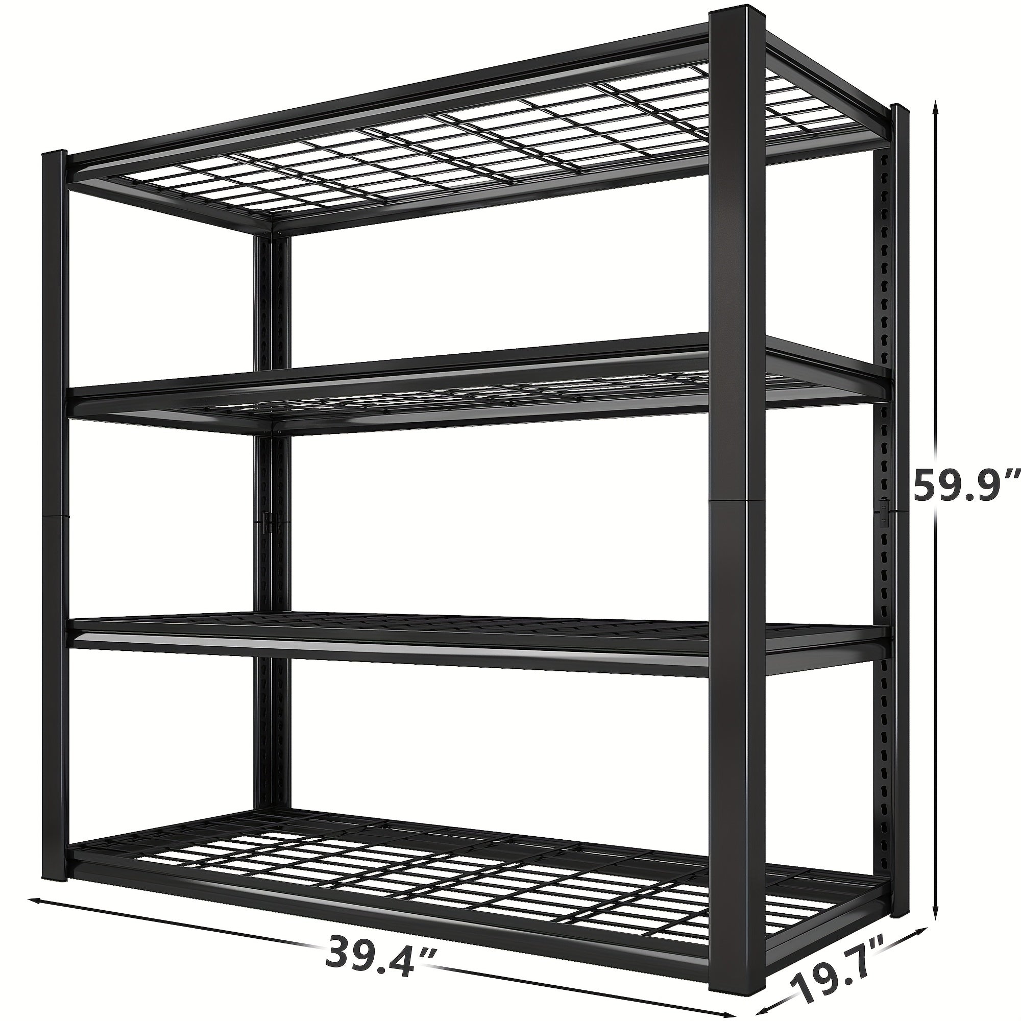 3000 Capacity Heavy-Duty 5-Tier Industrial Shelving Unit - Adjustable Carbon Garage Storage Rack, 60"W x 24"D x 72"H (Extends to 72.1"H) -Standing Shelves for Workshop,, Home & Commercial Use - 3000 lbs Weight Capacity, Utili