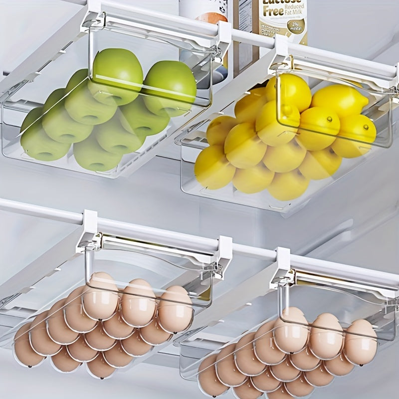 1pc Refrigerator Hanging Storage Drawer - Transparent, Food-Safe Plastic Organizer for Fruits & Vegetables, Kitchen Accessory