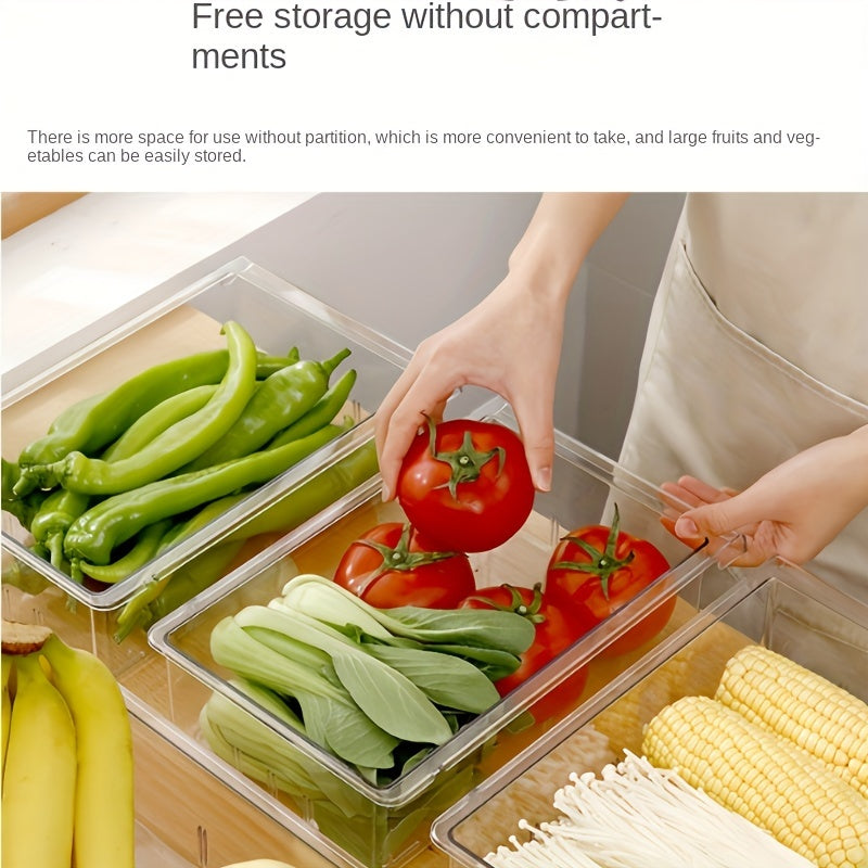 1pc Refrigerator Hanging Storage Drawer - Transparent, Food-Safe Plastic Organizer for Fruits & Vegetables, Kitchen Accessory