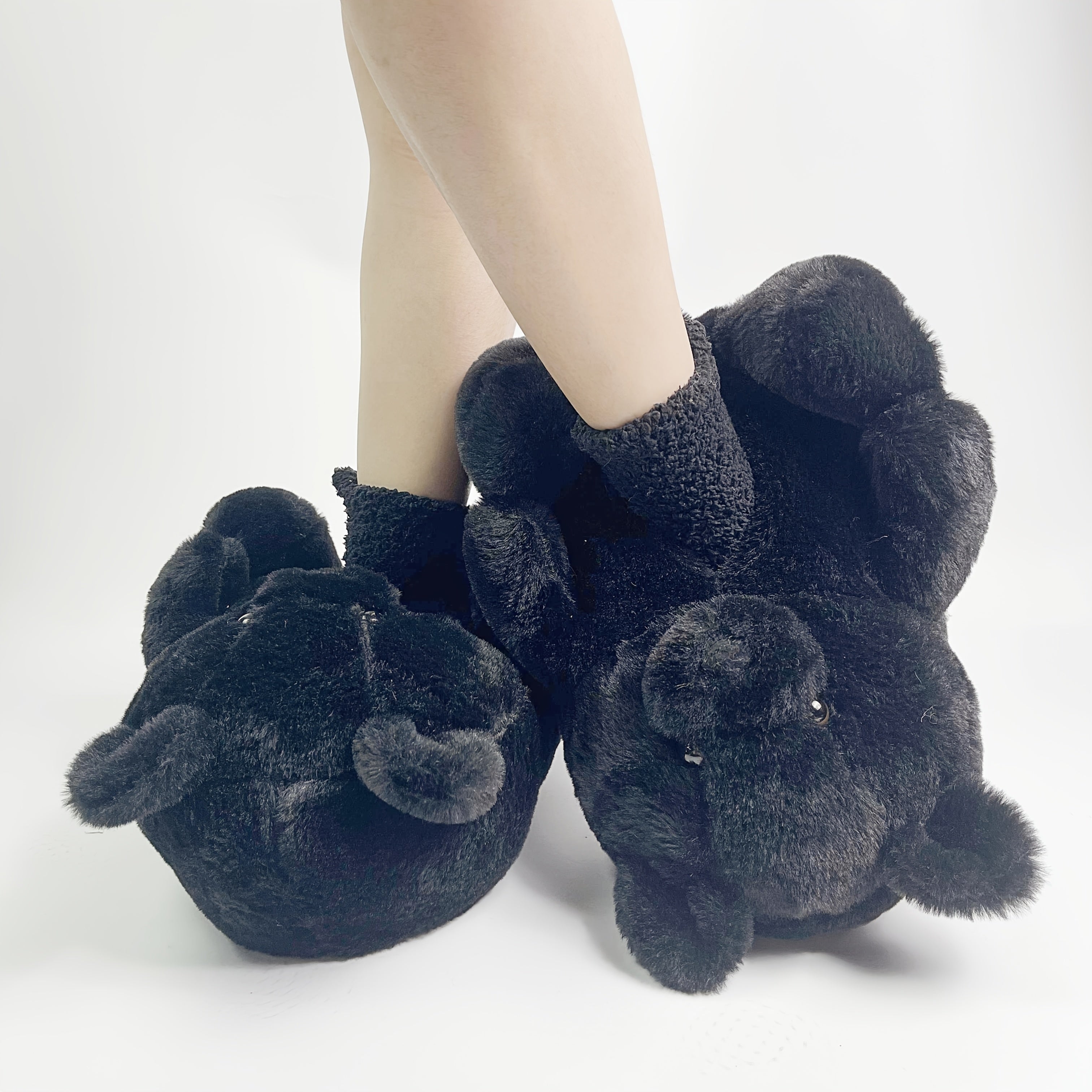 Cozy Women's Plush Slippers with Waterproof Soles - Cute Bear Design, Soft Microfiber, Indoor/Outdoor Comfort Footwear, Available in Multiple Colors, House Slippers