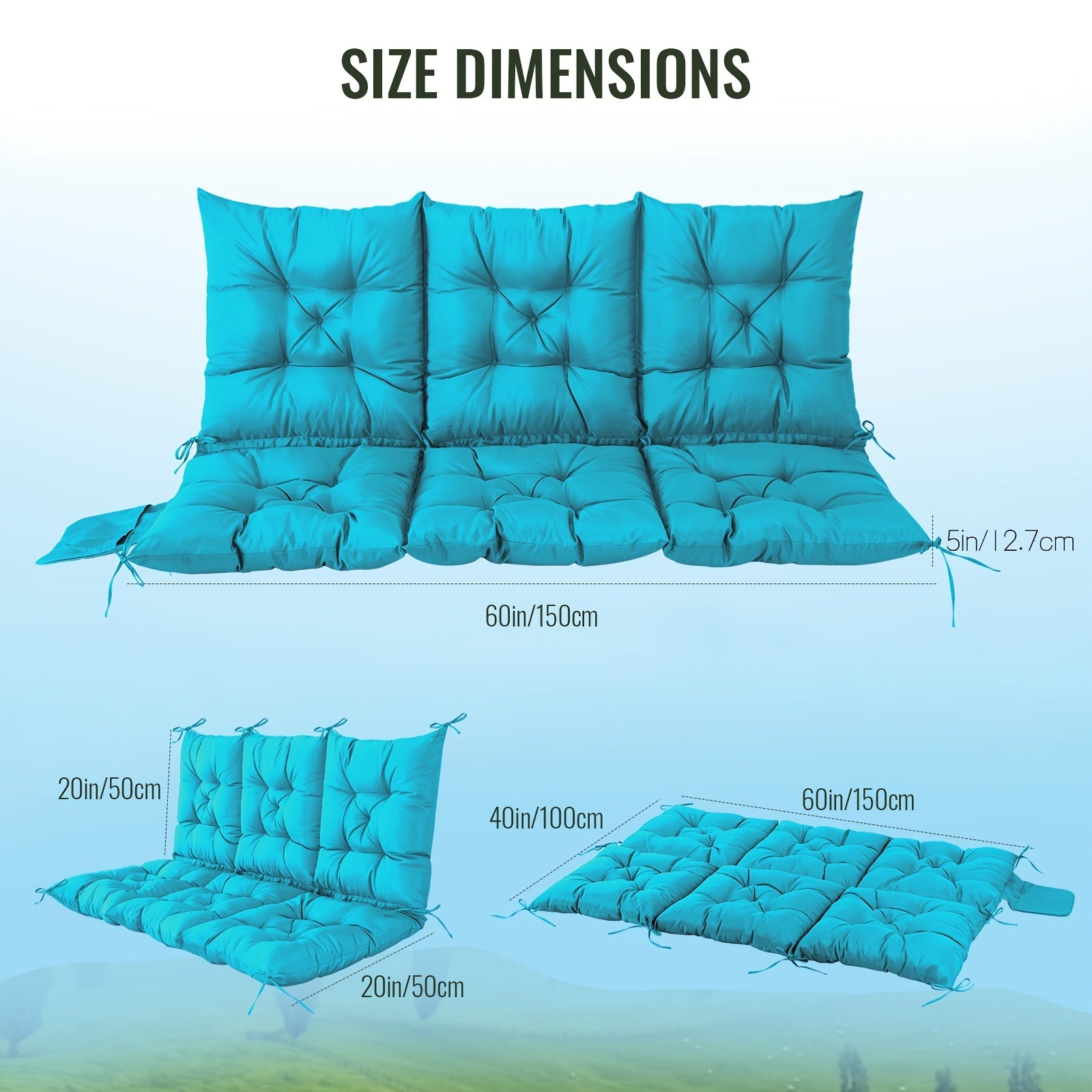 Cushions for a Porch Swing Measuring 60X40 Inches, Designed for Patio Furniture with Straps And a Backrest, Featuring a Thickness of 5 Inches. These Are Suitable for Outdoor Christmas Decorations And Make Great Gifts, Perfect