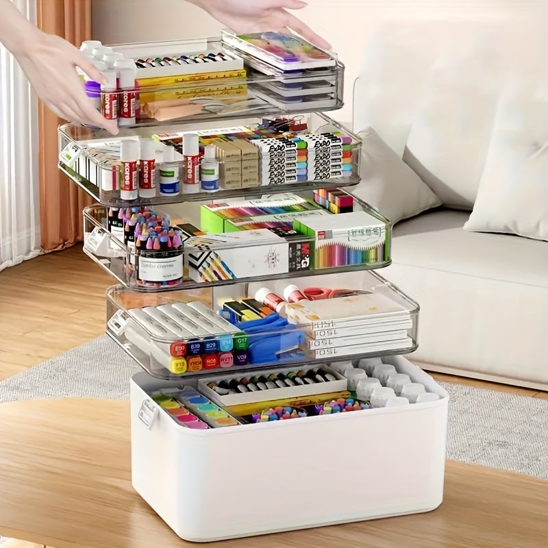 A Multifunctional Plastic Storage Box with a Handle - No Assembly Required, Perfect for Organizing Sewing Tools, Medications, Hair Accessories, Art Supplies, Medical Storage, Cosmetics, And Toys - a Home Storage Solution, Sho