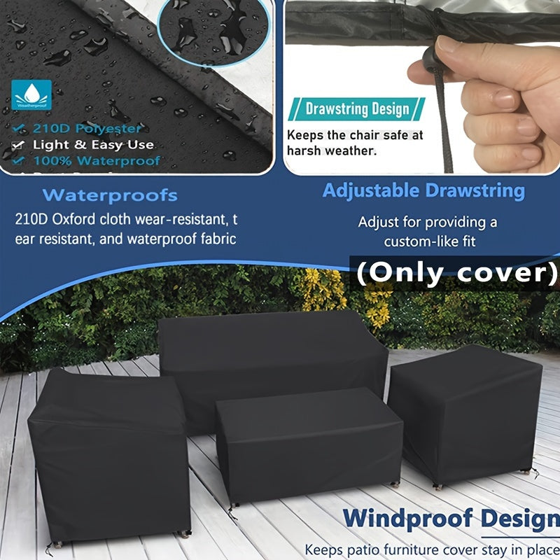 4pc Heavy Duty Waterproof Patio Furniture Covers Set, 210D Oxford Cloth Outdoor Furniture Protector for All-Weather Protection - Black-Ideal for Halloween, Christmas & Thanksgiving Gifts