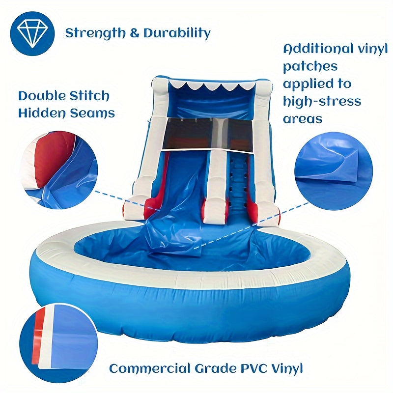 Adult 24-foot Commercial PVC Inflatable Slide Bounce House, Larger Splash Pool And 1100W Power Blower, Backyard Outdoor Patio Furniture With Paddling Pool, Climbing Wall, Christmas And Halloween Gifts