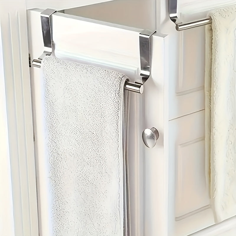 2pcs-9 Inch Wide Stainless Steel Towel Rack Bathroom Towel Rack Kitchen Cabinet Door Hanging Storage Rack Wall-mounted Towel Rod, Towel Racks