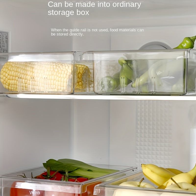 1pc Refrigerator Hanging Storage Drawer - Transparent, Food-Safe Plastic Organizer for Fruits & Vegetables, Kitchen Accessory