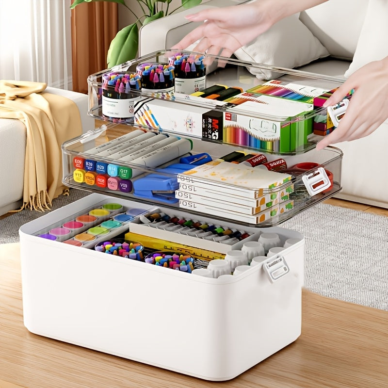 A Multifunctional Plastic Storage Box with a Handle - No Assembly Required, Perfect for Organizing Sewing Tools, Medications, Hair Accessories, Art Supplies, Medical Storage, Cosmetics, And Toys - a Home Storage Solution, Sho