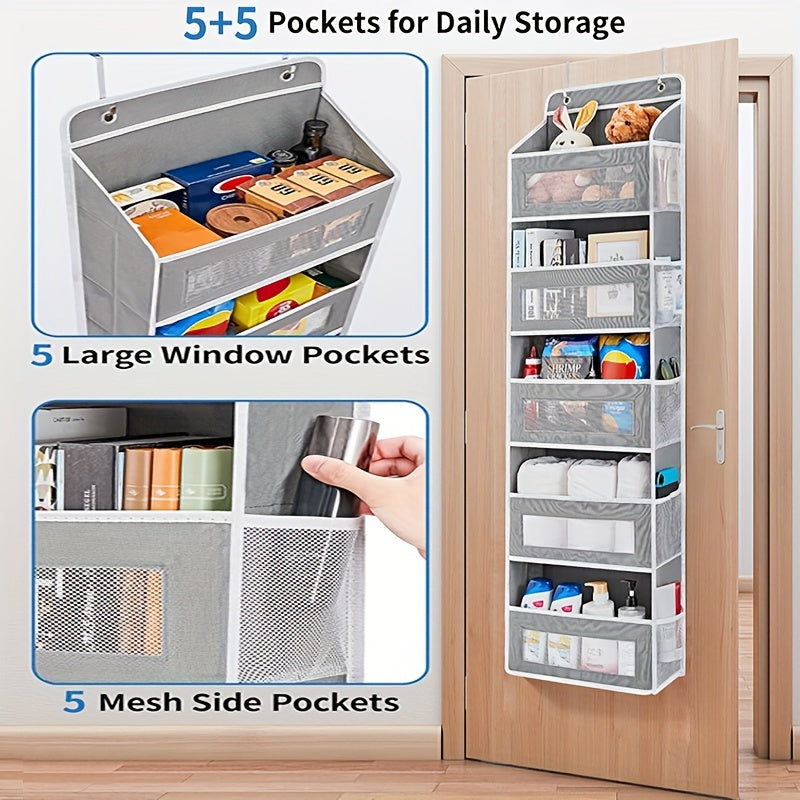 5-Shelf Hanging Storage Organizer - Behind Door, Anti-Tilt, 5 Large Capacity Pockets, Suitable for Bedroom, Bathroom, Food Pantry, Perfect for Halloween and Christmas Gift