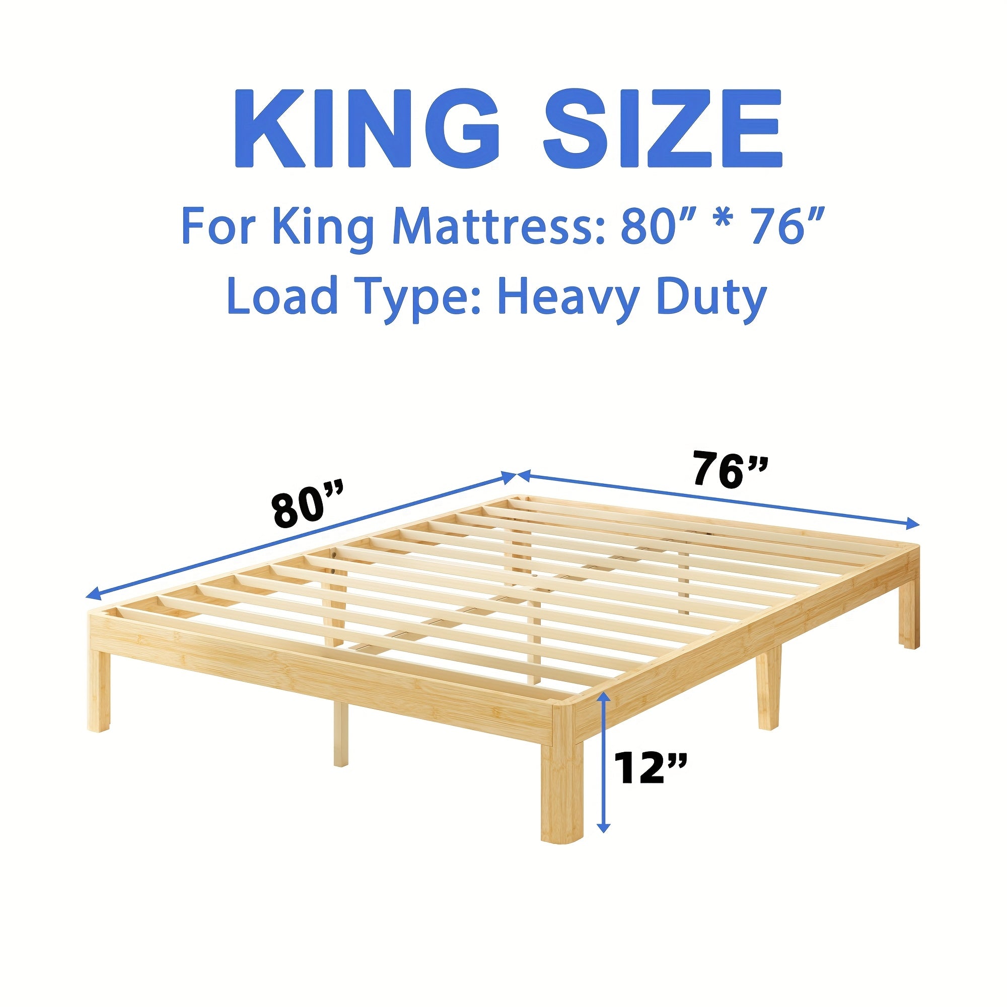 COMASACH Heavy Duty Bamboo & Metal Platform Bed Frame - 14 Inch High No Box Spring Required, Rustic Modern Design with Underbed Storage, Noiseless Sturdy Construction, High-Quality Aseptic Bamboo & Metal, Easy Assembly Bed Ba