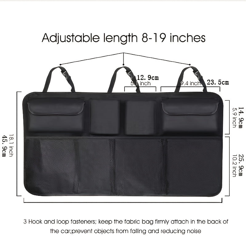Car trunk storage bag, rear seat hanging storage bag, with 8 large storage bags, super large capacity - trunk storage bag, suitable for SUV, truck, truck - your space saving expert