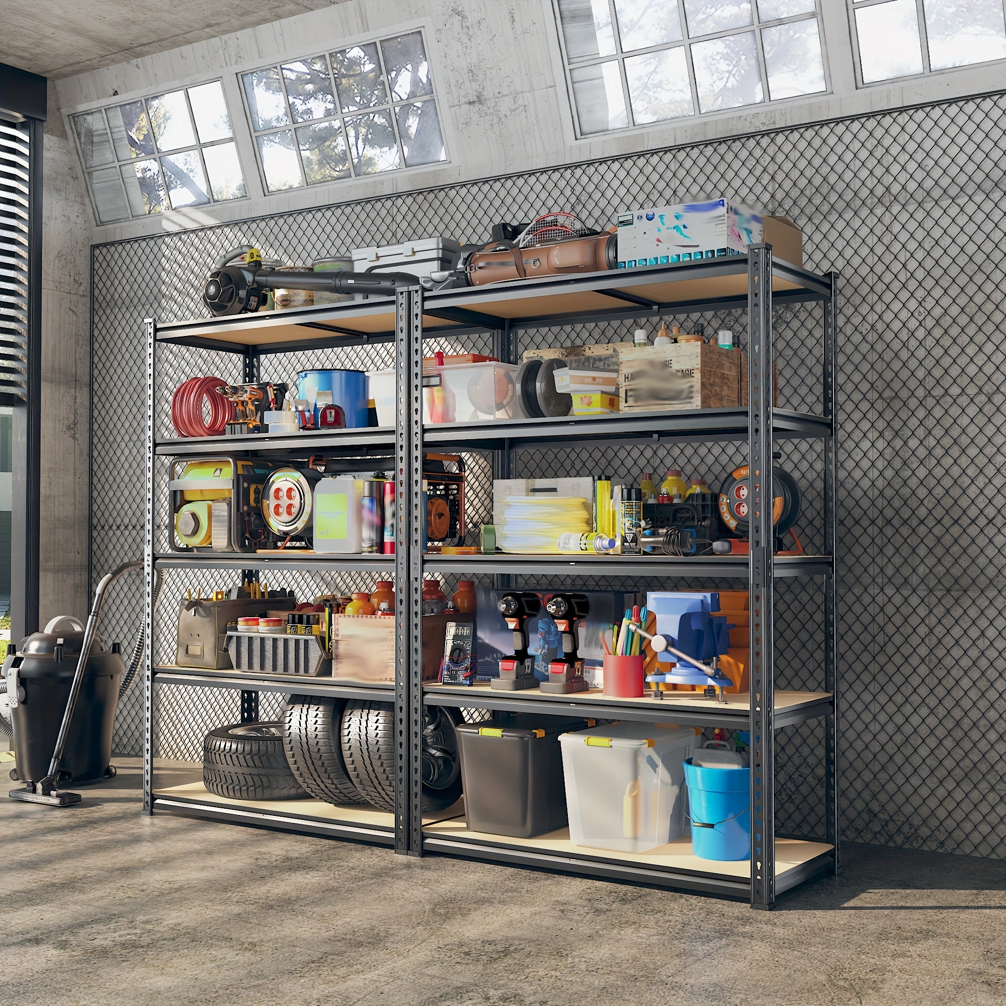 72" H Storage Shelves 2000LBS Garage Shelving Heavy Duty Shelving 5 Tier Metal Shelves for Garage Shelves 35.5"W X72"H X 15.8"D, Adjustable Shelving Unit for Basement Pantry Utility Rack Shelf, Office