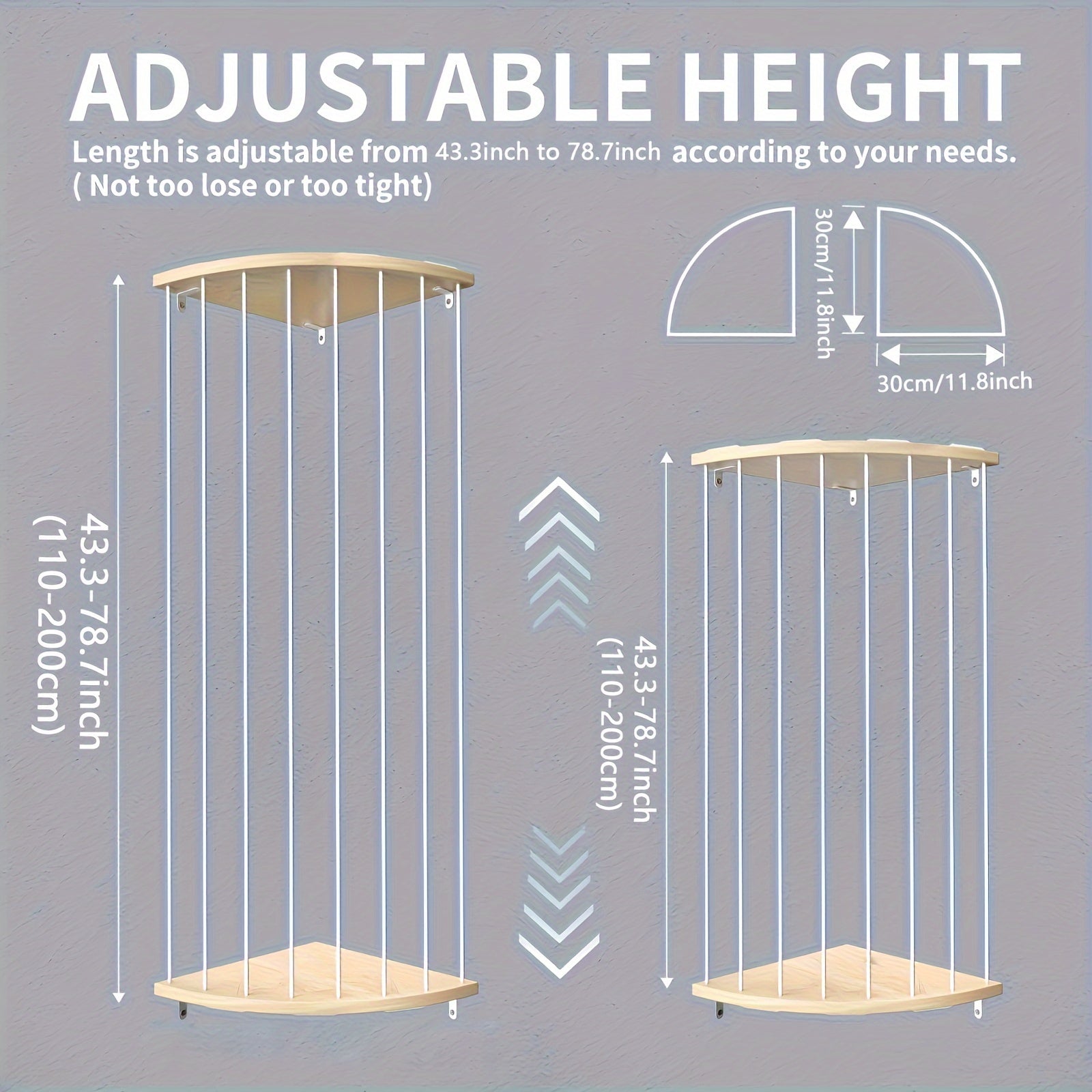 1 Set Large Moon Zoo Toy Shelf - Adjustable Wood Frame Stuffed Animal Organizer - Perfect Corner Hanging Storage for Nursery, Playroom & Bedroom