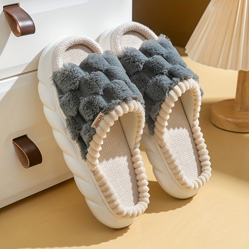 Comfort Slippers - Soft Linen, Thick Sole, Non-Slip Indoor/Outdoor Shoes for All Seasons, House Slippers