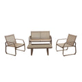 4pcs Patio Furniture Outdoor Bistro Conversation Set With Tempered Glass Coffee Table & Loveseat For Poolside, Porch, Lawn