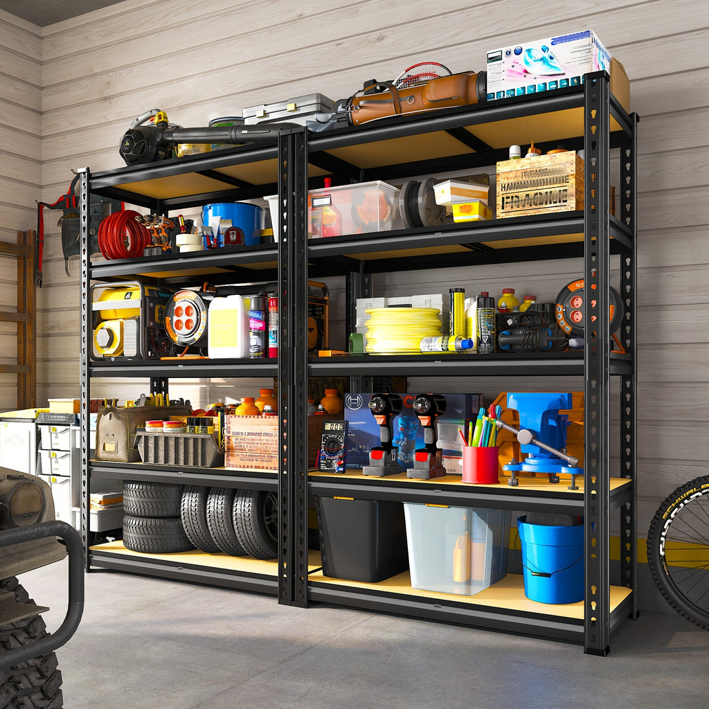 3000 Capacity Heavy-Duty 5-Tier Industrial Shelving Unit - Adjustable Carbon Garage Storage Rack, 60"W x 24"D x 72"H (Extends to 72.1"H) -Standing Shelves for Workshop,, Home & Commercial Use - 3000 lbs Weight Capacity, Utili
