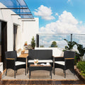 Celebalcony 4pcs Patio Furniture Set, Outdoor Wicker Patio Conversation Furniture Set with Cushion