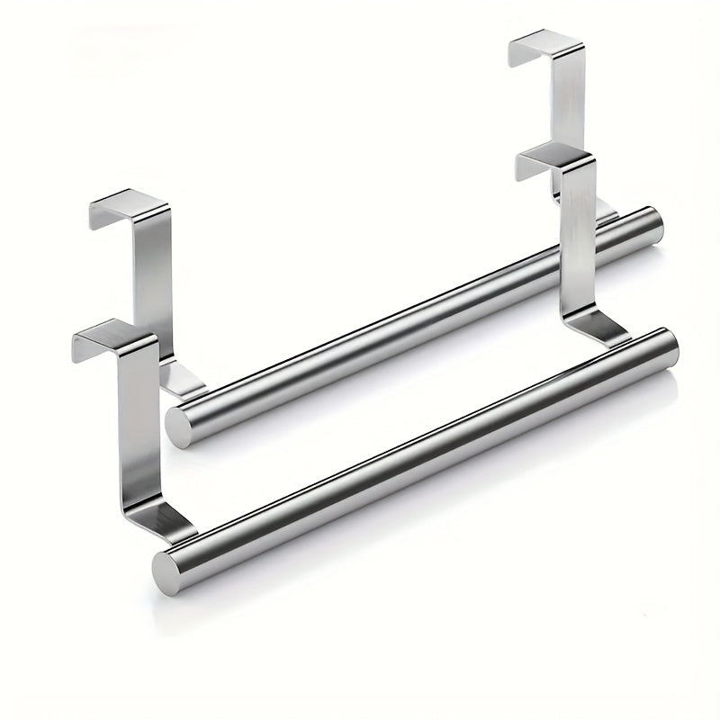 2pcs-9 Inch Wide Stainless Steel Towel Rack Bathroom Towel Rack Kitchen Cabinet Door Hanging Storage Rack Wall-mounted Towel Rod, Towel Racks