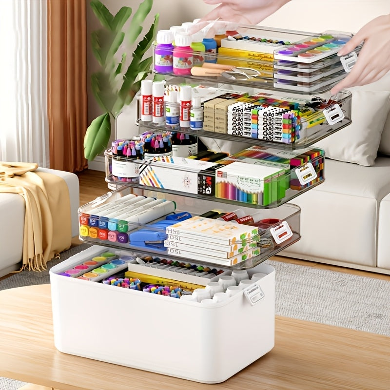 A Multifunctional Plastic Storage Box with a Handle - No Assembly Required, Perfect for Organizing Sewing Tools, Medications, Hair Accessories, Art Supplies, Medical Storage, Cosmetics, And Toys - a Home Storage Solution, Sho
