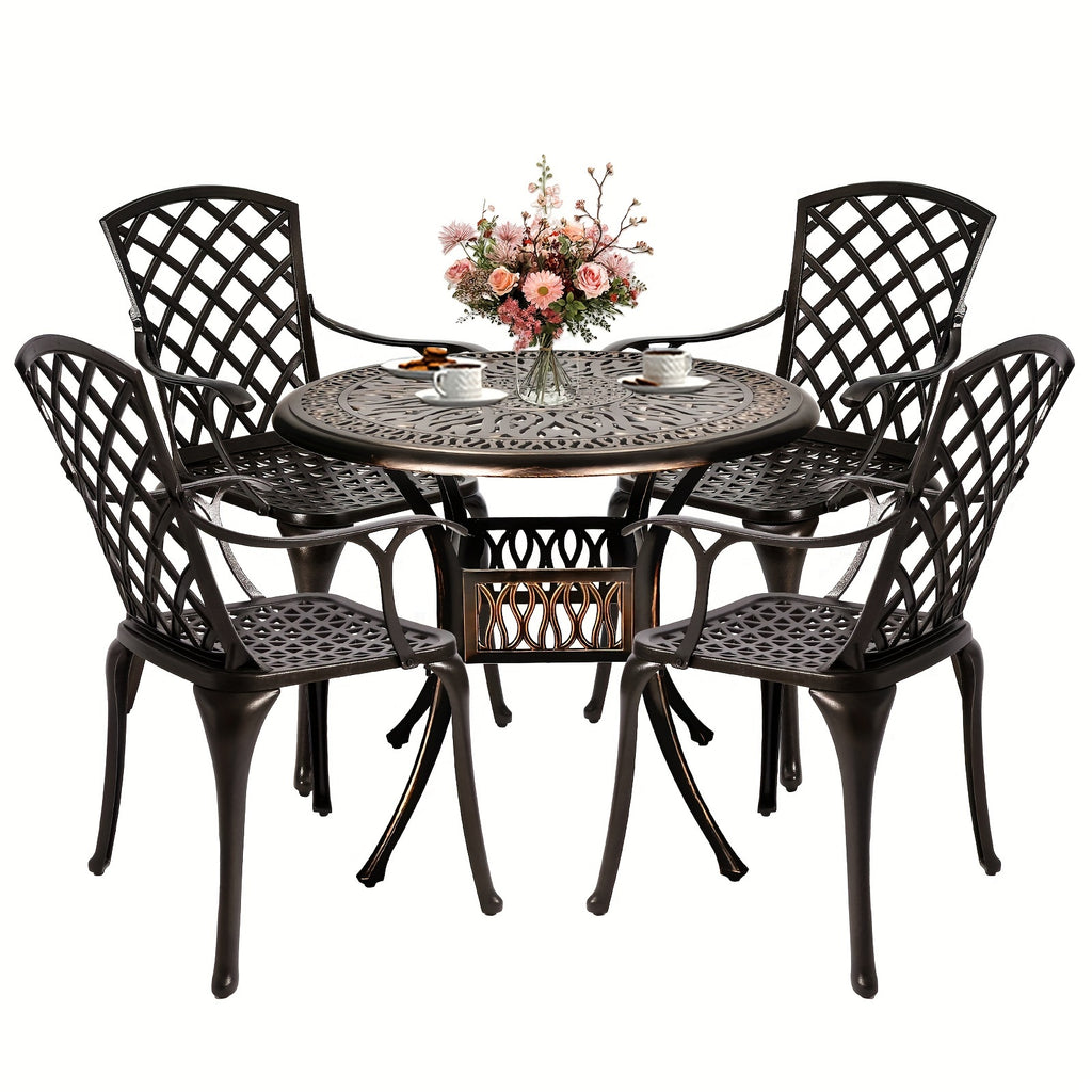 5 Piece Outdoor Patio Dining Set Cast Aluminum Patio Furniture Set Conversation Set For Backyard Garden Deck Poolside