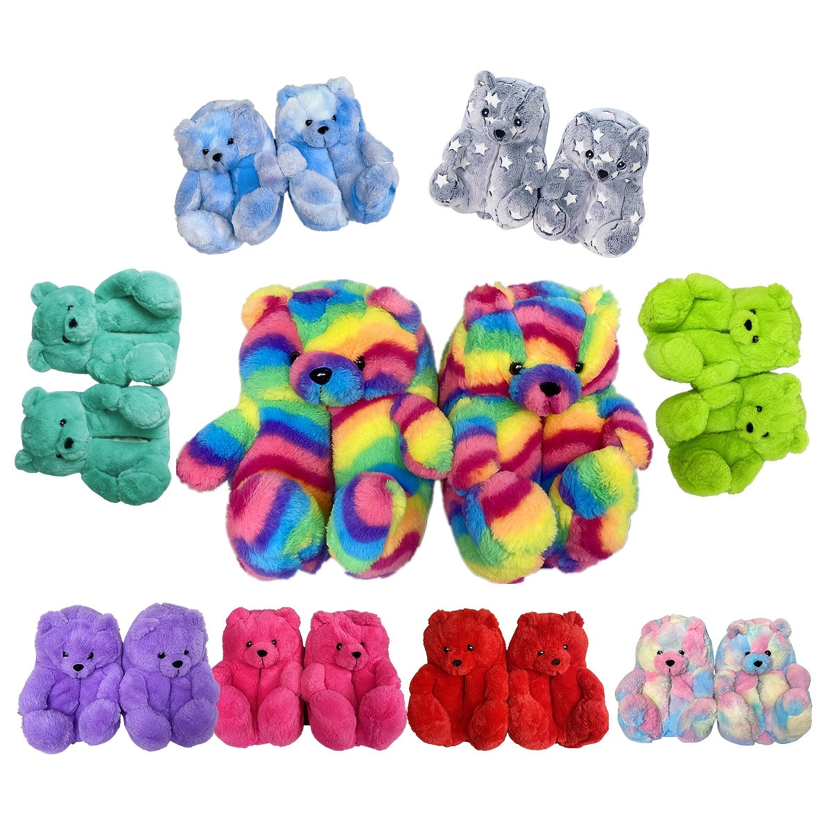 Cozy Women's Plush Slippers with Waterproof Soles - Cute Bear Design, Soft Microfiber, Indoor/Outdoor Comfort Footwear, Available in Multiple Colors, House Slippers
