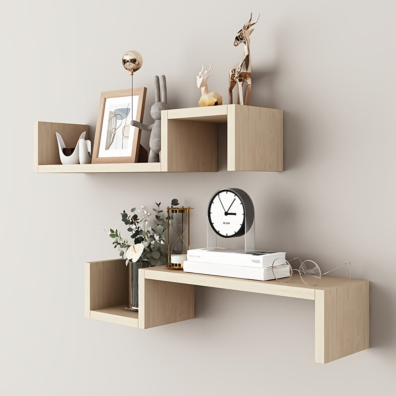 2 Creative Suspension Shelves, Wall Partition, Wall Hanging Storage Shelves, Reinforced Panels, Strong Bearing Capacity, Easy Installation, Suitable For Bedroom, Living Room, Toilet, Bathroom, Restaurant, Dining Room, Hotel A