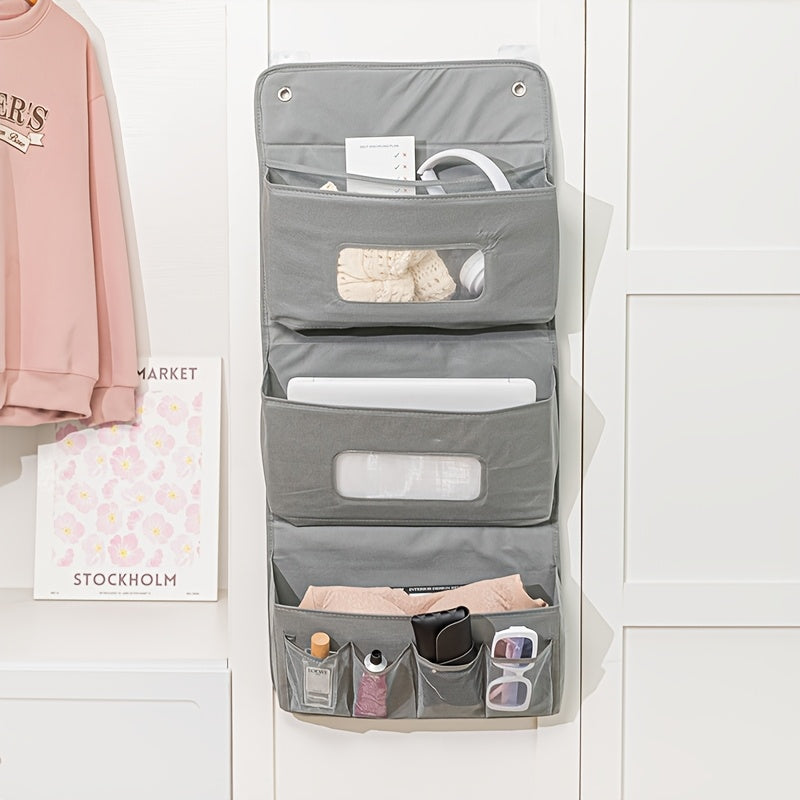 3-Tier Hanging Storage Box - Linen Basket with Pockets, 7 Large Capacity Pockets, Student Bedside Storage Bag, Door Cabinet Hanging Bag, Used to Store Dormitory Essentials
