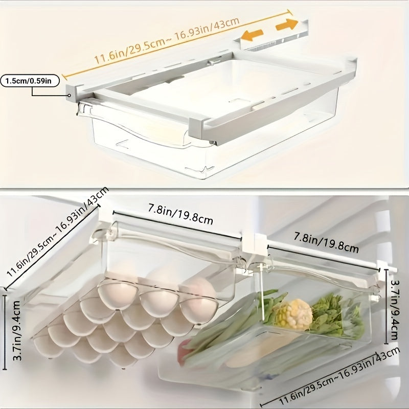 1pc Refrigerator Hanging Storage Drawer - Transparent, Food-Safe Plastic Organizer for Fruits & Vegetables, Kitchen Accessory