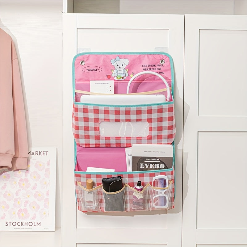 3-Tier Hanging Storage Box - Linen Basket with Pockets, 7 Large Capacity Pockets, Student Bedside Storage Bag, Door Cabinet Hanging Bag, Used to Store Dormitory Essentials