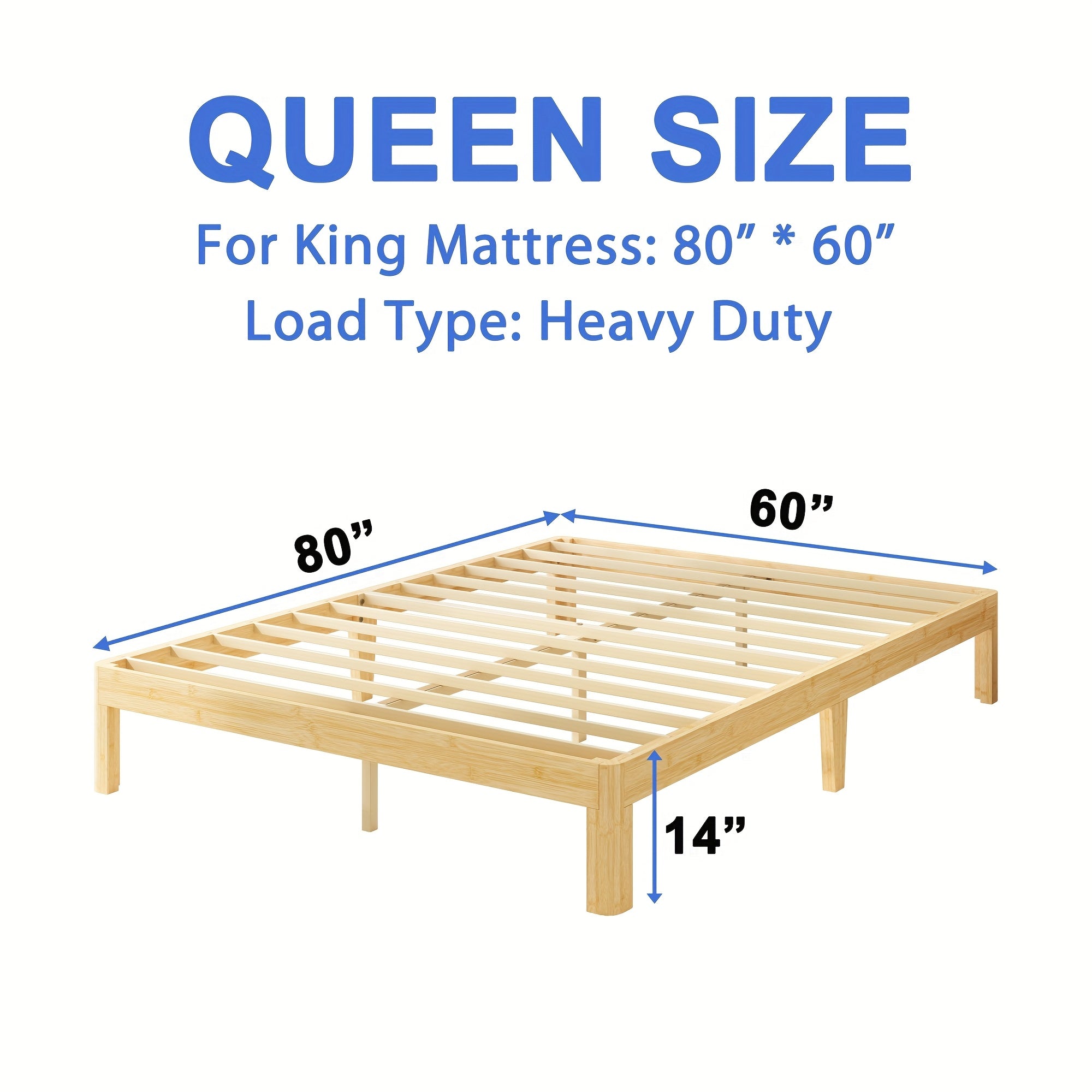 COMASACH Heavy Duty Bamboo & Metal Platform Bed Frame - 14 Inch High No Box Spring Required, Rustic Modern Design with Underbed Storage, Noiseless Sturdy Construction, High-Quality Aseptic Bamboo & Metal, Easy Assembly Bed Ba