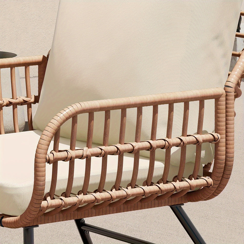 4-Piece Rattan Patio Furniture Set - All-Weather Bistro Conversation Loveseat, Chairs, And Table Set For Outdoor Living Spaces - With Cushions And Metal Table - For Garden Houses & Patios - Perfect for Relaxing & Entertaining