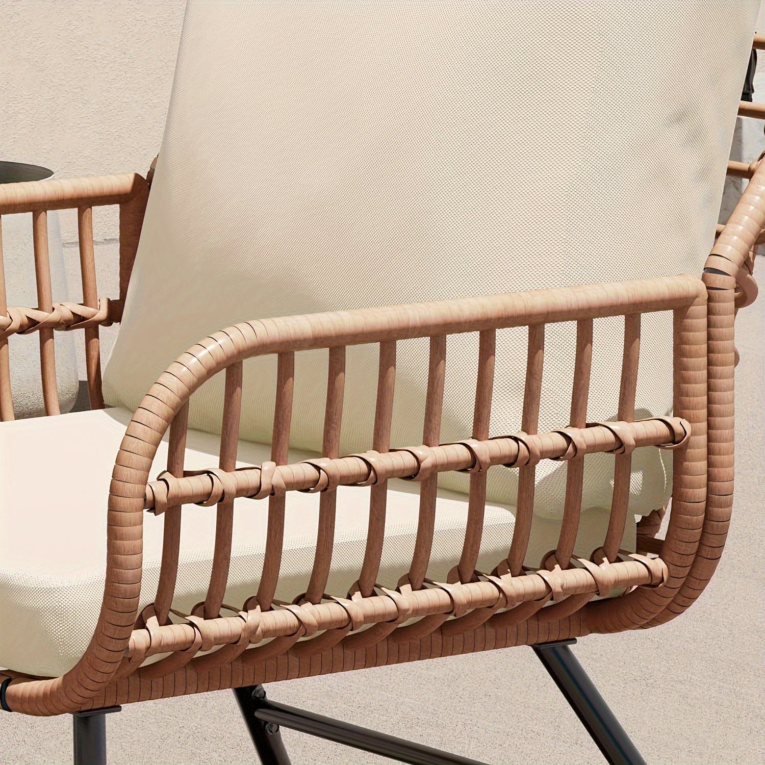 4-Piece Rattan Patio Furniture Set - All-Weather Bistro Conversation Loveseat, Chairs, And Table Set For Outdoor Living Spaces - With Cushions And Metal Table - For Garden Houses & Patios - Perfect for Relaxing & Entertaining