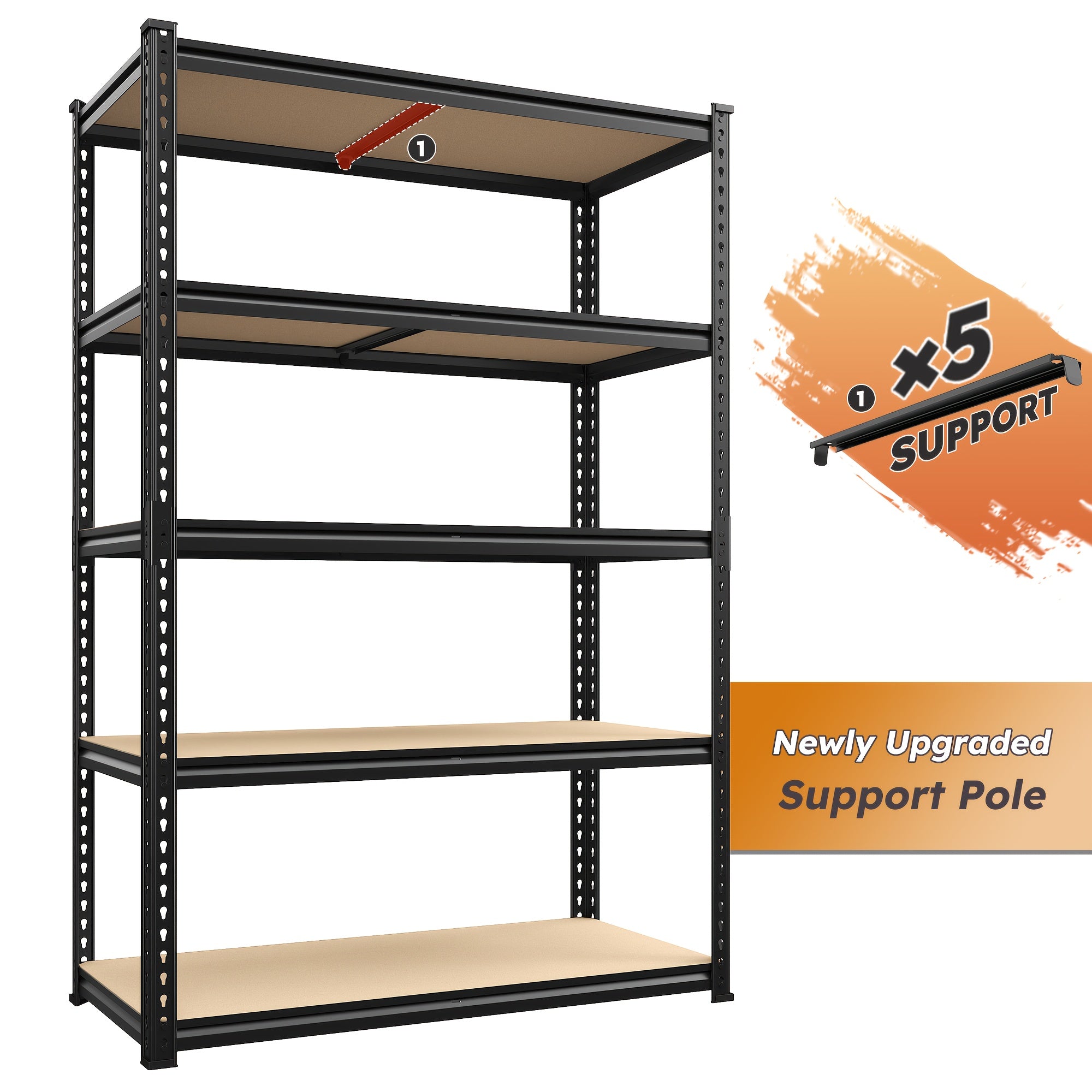 72" H Storage Shelves 2000LBS Garage Shelving Heavy Duty Shelving 5 Tier Metal Shelves for Garage Shelves 35.5"W X72"H X 15.8"D, Adjustable Shelving Unit for Basement Pantry Utility Rack Shelf, Office