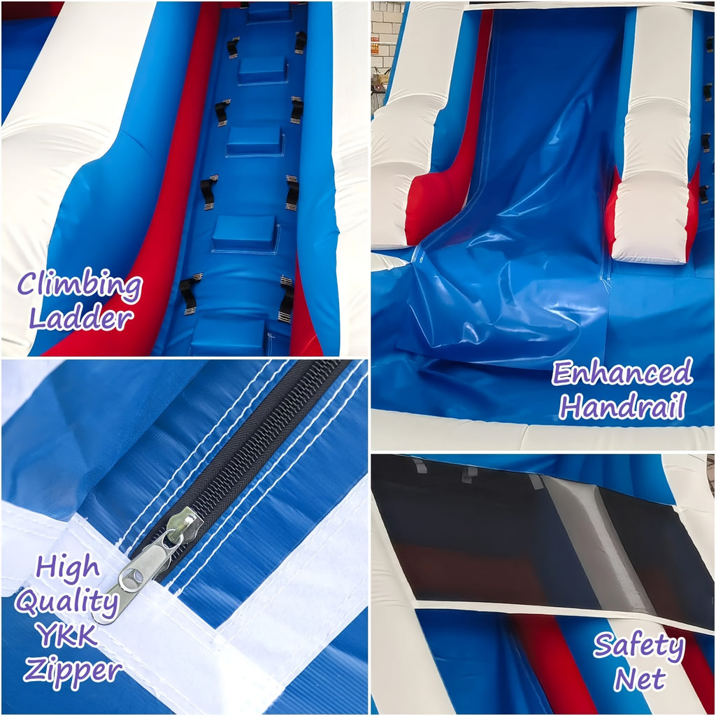 Adult 24-foot Commercial PVC Inflatable Slide Bounce House, Larger Splash Pool And 1100W Power Blower, Backyard Outdoor Patio Furniture With Paddling Pool, Climbing Wall, Christmas And Halloween Gifts