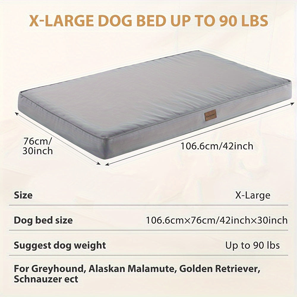 36" High Quality Dog Bed for Large & Medium Dogs - Washable Orthopedic Foam Crate Pad with Removable Cover, Gray - Durable Outdoor Patio Furniture & Kennel Mattress for Comfortable Sleep, Large Dog Bed