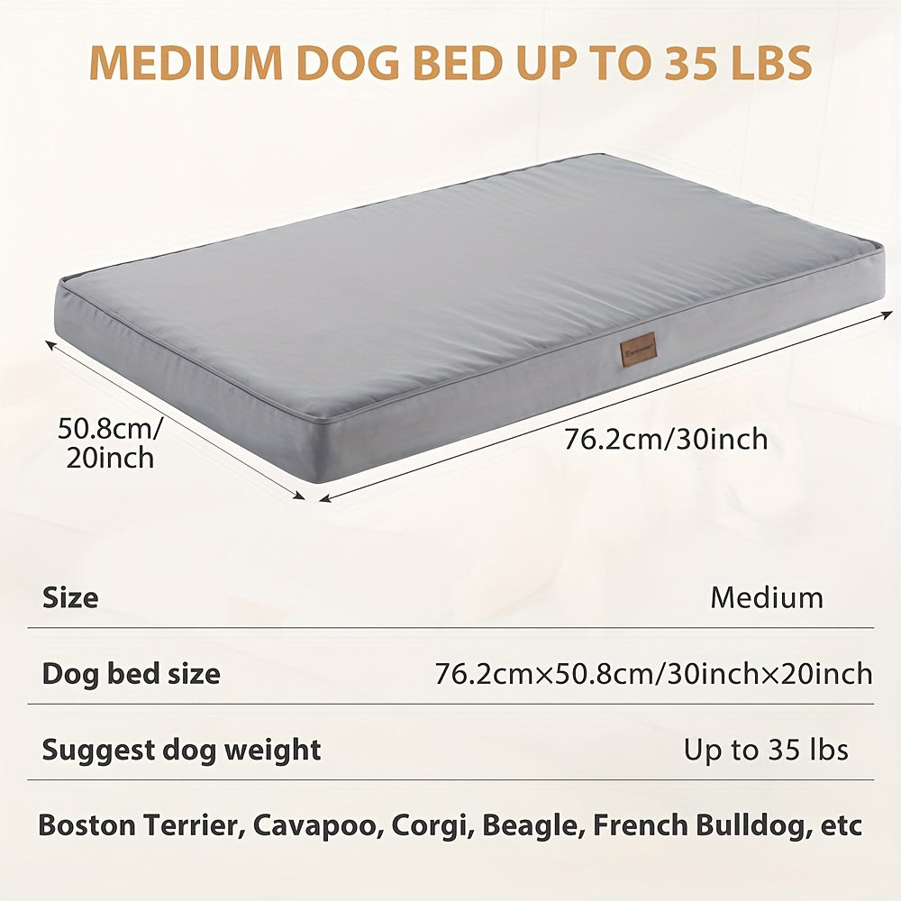 36" High Quality Dog Bed for Large & Medium Dogs - Washable Orthopedic Foam Crate Pad with Removable Cover, Gray - Durable Outdoor Patio Furniture & Kennel Mattress for Comfortable Sleep, Large Dog Bed