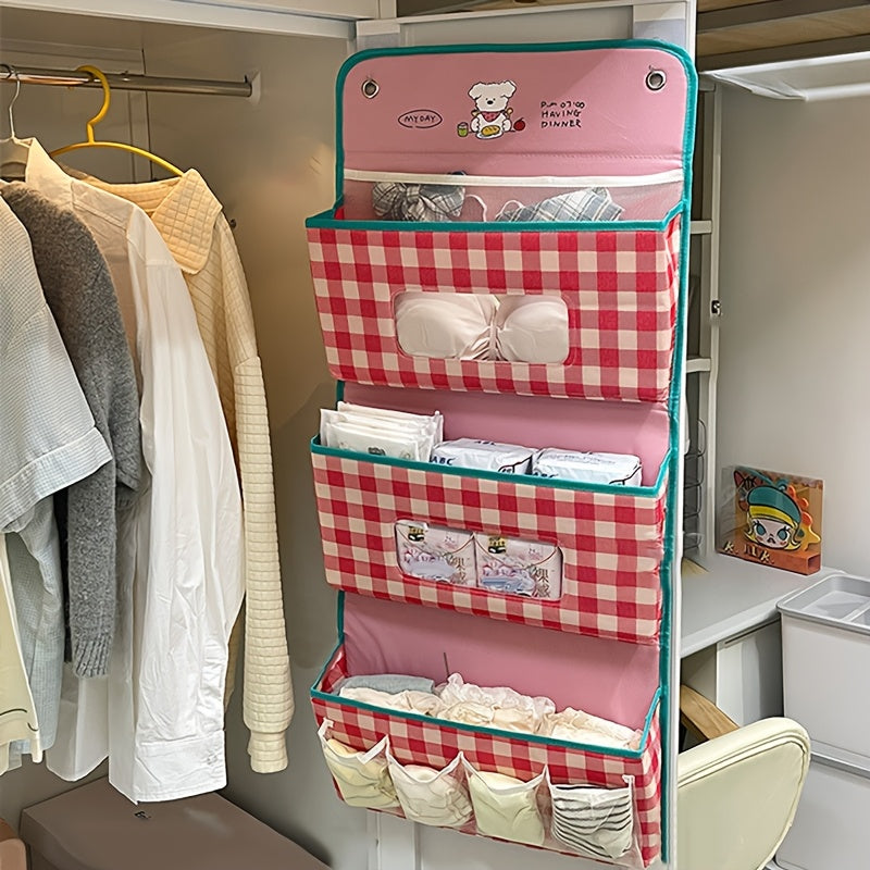 3-Tier Hanging Storage Box - Linen Basket with Pockets, 7 Large Capacity Pockets, Student Bedside Storage Bag, Door Cabinet Hanging Bag, Used to Store Dormitory Essentials