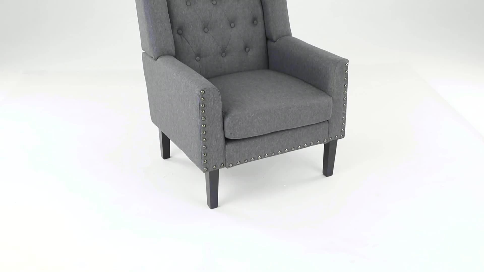 1PCS 350LBS Upholstered Linen Accent Chair, Mid Century Living Room Chair 18.5", Comfy Button Tufted Arm Chair, Accent Chairs For Living Room, Small Spaces, Bedroom,