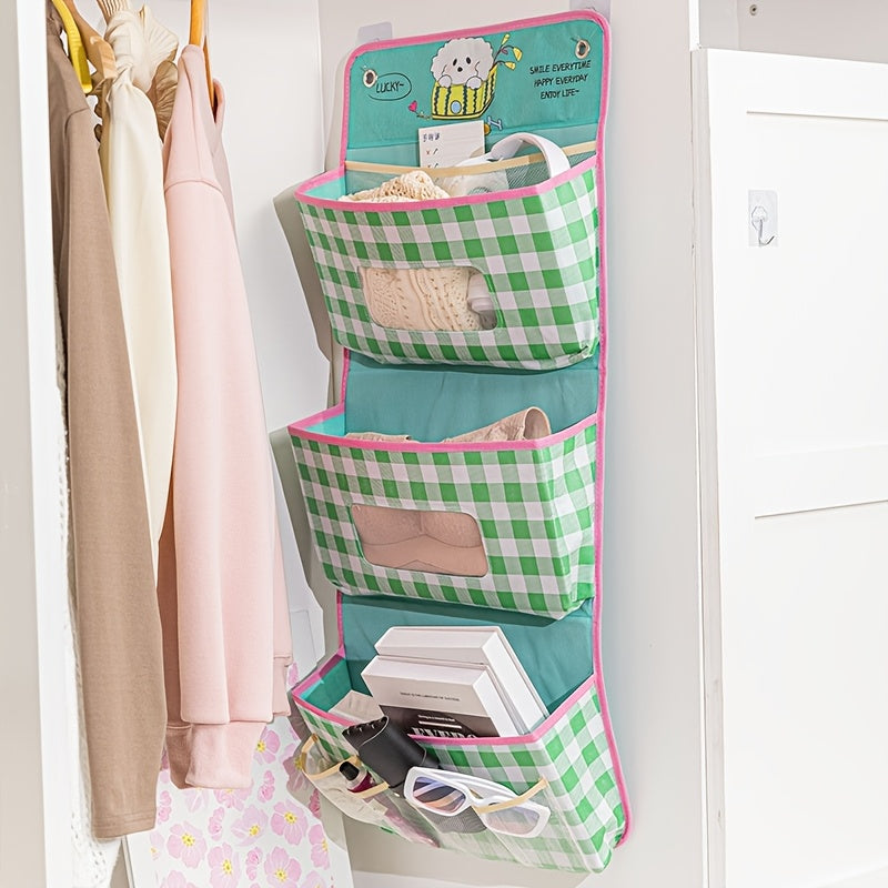 3-Tier Hanging Storage Box - Linen Basket with Pockets, 7 Large Capacity Pockets, Student Bedside Storage Bag, Door Cabinet Hanging Bag, Used to Store Dormitory Essentials